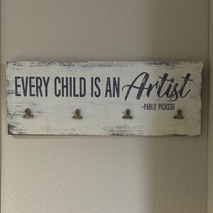 White Wall Decor with Quote Every Child is An Artist
